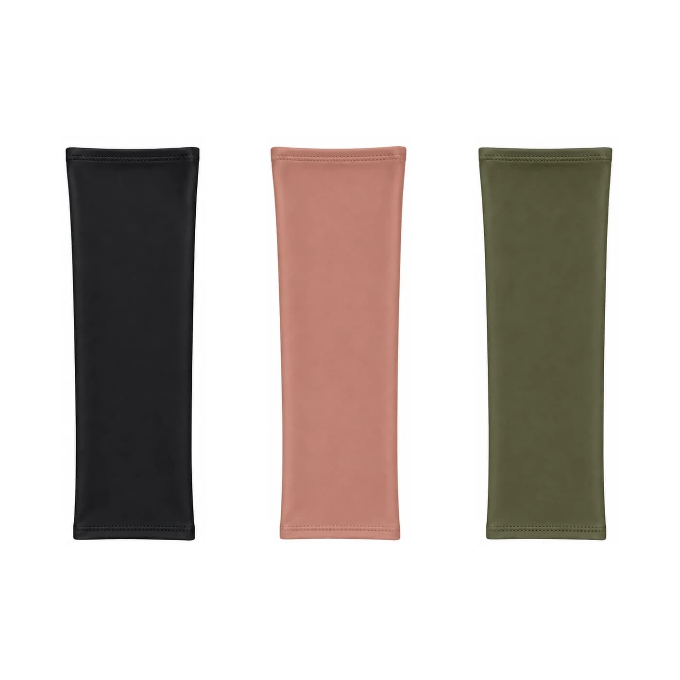 Three Essential PICC Covers in Black, Nude, and Olive on a white background
